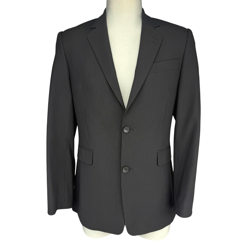 PHILIPPE DUBUC  Wool Blend Stretch Sport Coat Black Pinstripe‎ Men's Blazer 38R